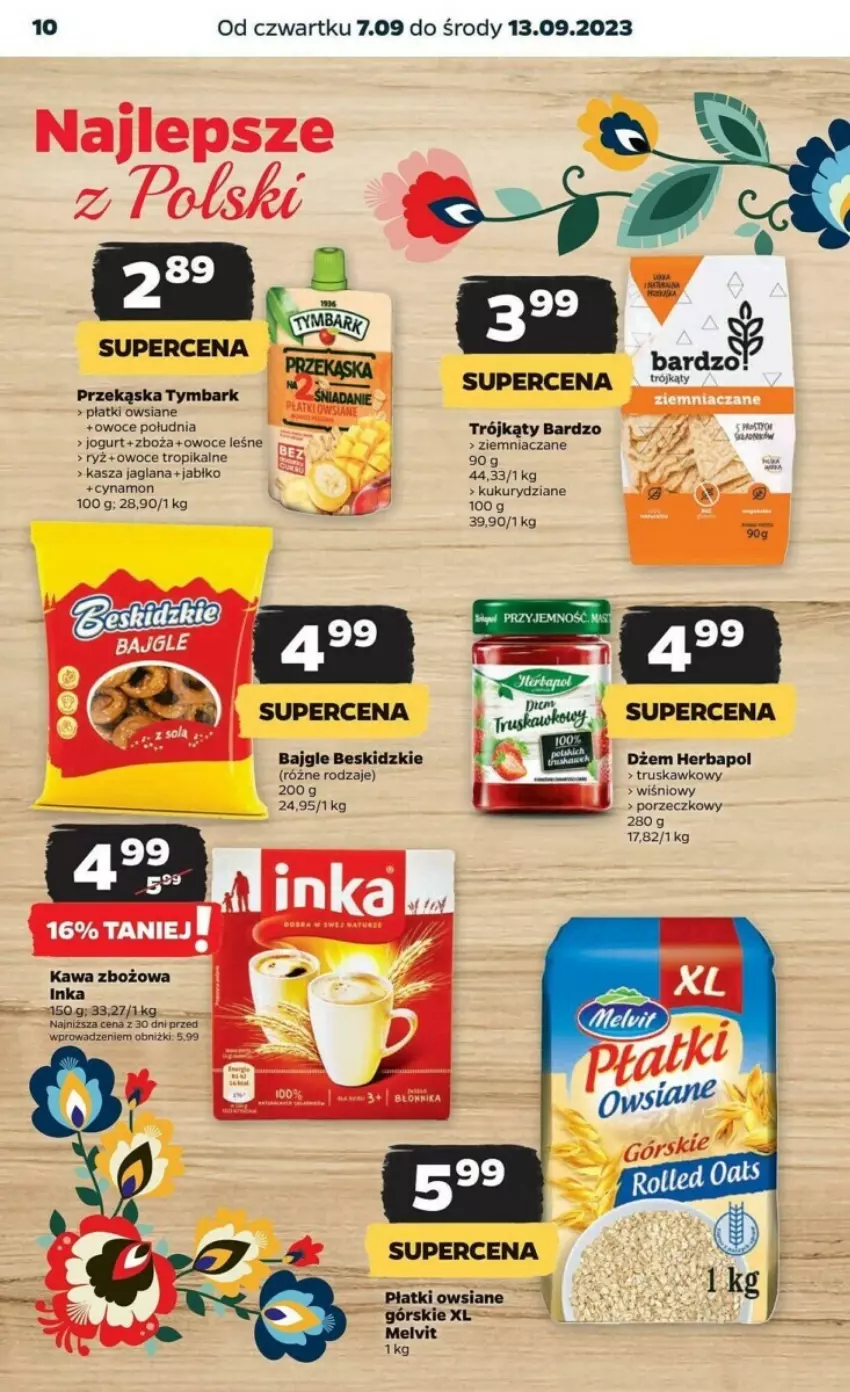 Gazetka promocyjna Netto - ważna 07.09 do 13.09.2023 - strona 2 - produkty: Bajgle, Beskidzki, Dżem, Herbapol, Inka, Jogurt, Kasza, Kasza jaglana, Kawa, Kawa zbożowa, LANA, Melvit, Owoce, Płatki owsiane, Por, Ryż, Tymbark