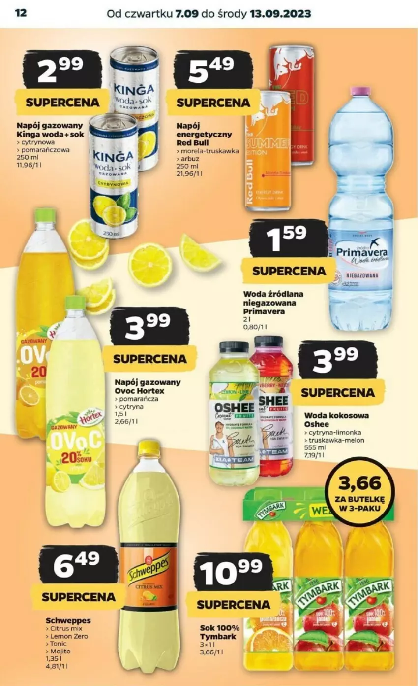 Gazetka promocyjna Netto - ważna 07.09 do 13.09.2023 - strona 4 - produkty: Arbuz, Hortex, Kokos, LANA, Limonka, Melon, Napój, Napój gazowany, Oshee, Prima, Primavera, Red Bull, Schweppes, Sok, Tymbark, Woda