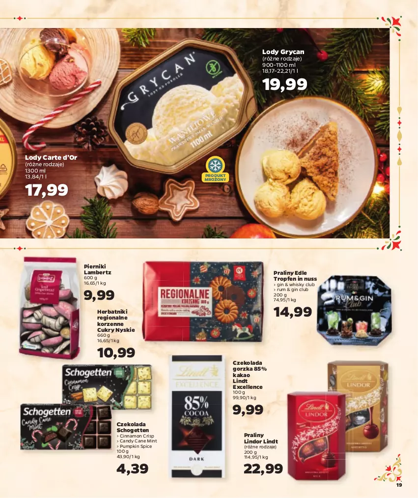 Gazetka promocyjna Netto - Oferta na Święta - ważna 08.12 do 24.12.2022 - strona 19 - produkty: Candy, Czekolada, Czekolada gorzka, Gin, Gry, Herbatniki, Kakao, Lindor, Lindt, Lody, Piernik, Praliny, Rum, Schogetten, Whisky