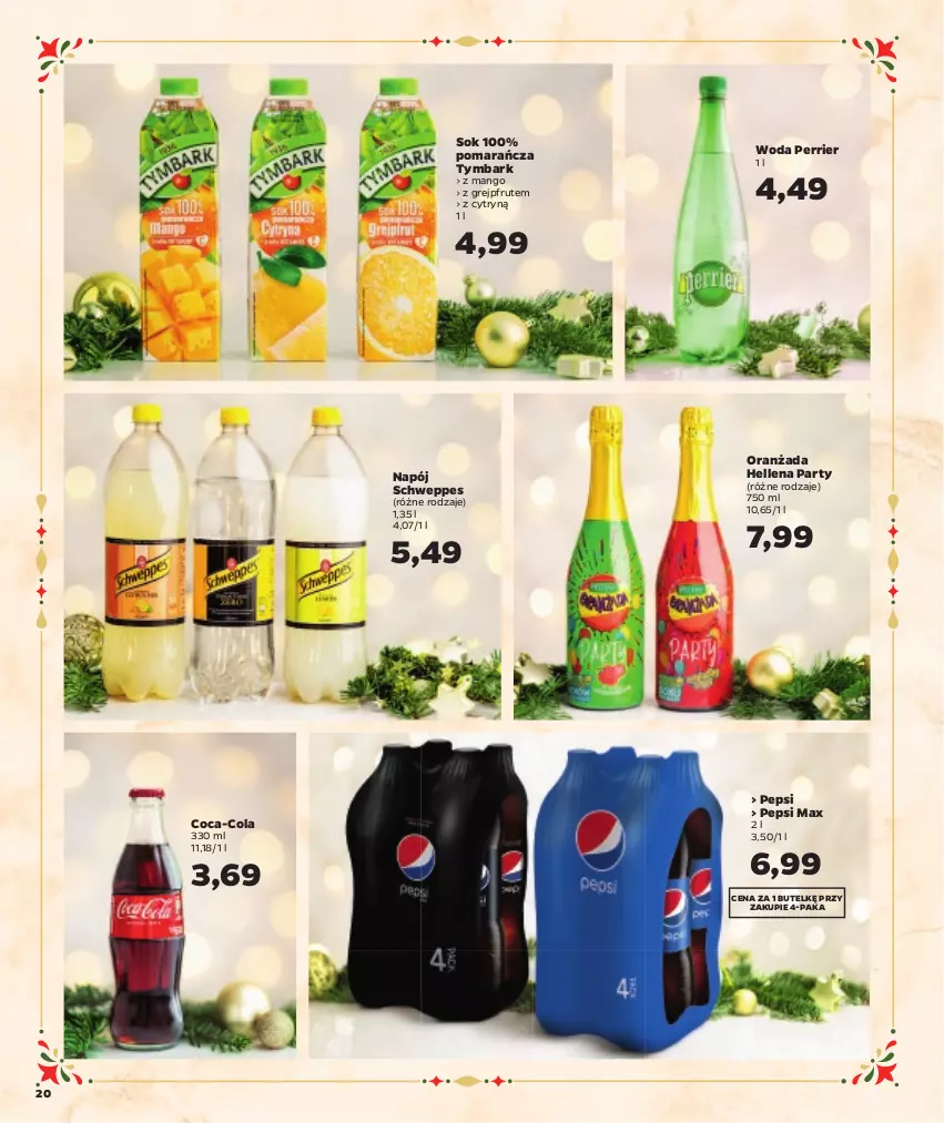 Gazetka promocyjna Netto - Oferta na Święta - ważna 08.12 do 24.12.2022 - strona 20 - produkty: Coca-Cola, Grejpfrut, Hellena, Mango, Napój, Oranżada, Pepsi, Pepsi max, Schweppes, Sok, Tymbark, Woda