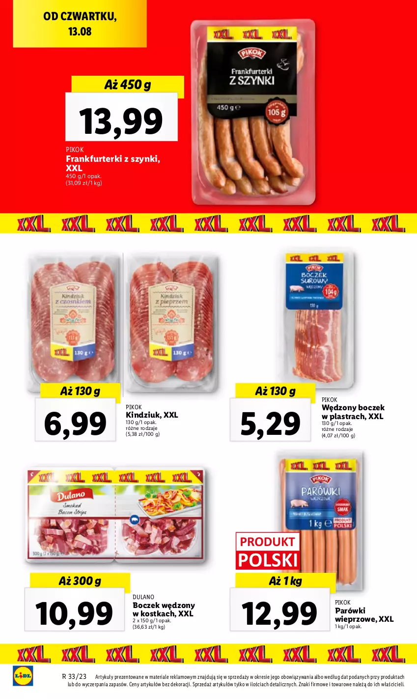 Gazetka promocyjna Lidl - GAZETKA - ważna 17.08 do 19.08.2023 - strona 20 - produkty: Dulano, Kindziuk, Parówki, PIKOK