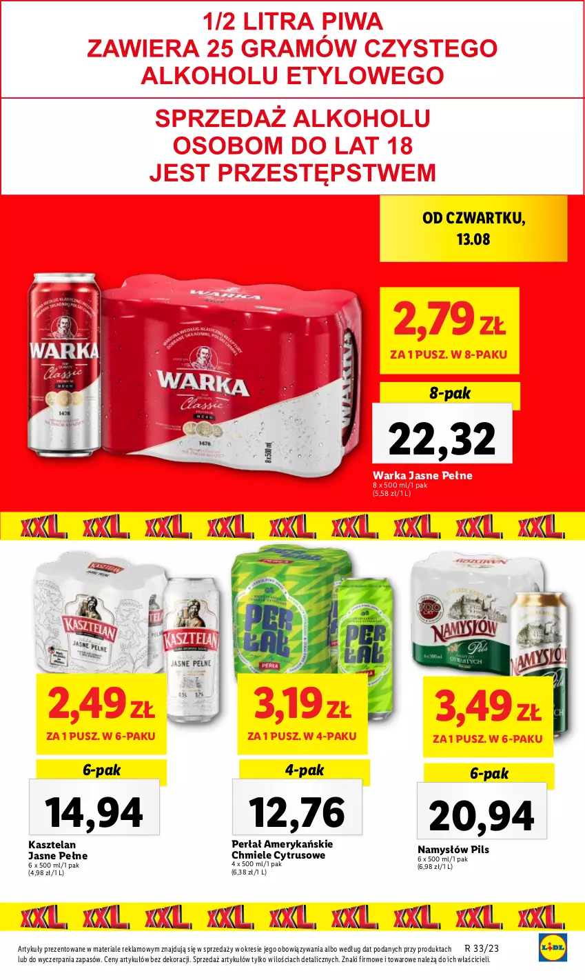 Gazetka promocyjna Lidl - GAZETKA - ważna 17.08 do 19.08.2023 - strona 27 - produkty: Kasztelan, Namysłów, Perła, Warka