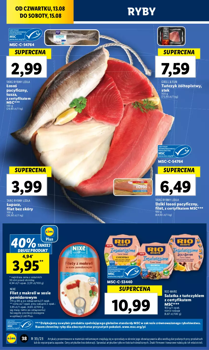 Gazetka promocyjna Lidl - GAZETKA - ważna 17.08 do 19.08.2023 - strona 44 - produkty: Grill, Rio Mare, Sos, Stek, Top