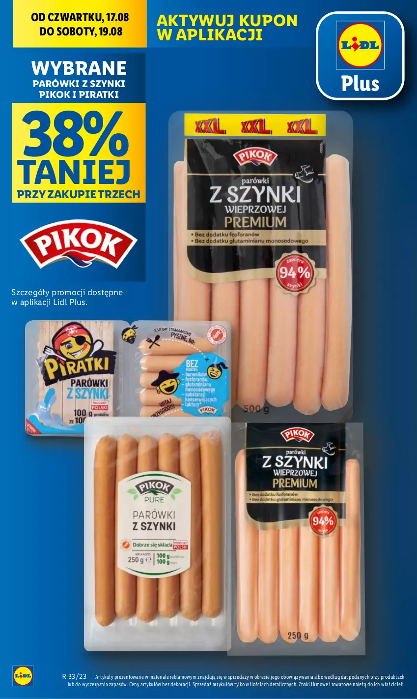 Gazetka promocyjna Lidl - GAZETKA - ważna 17.08 do 19.08.2023 - strona 6 - produkty: Parówki, Parówki z szynki, PIKOK