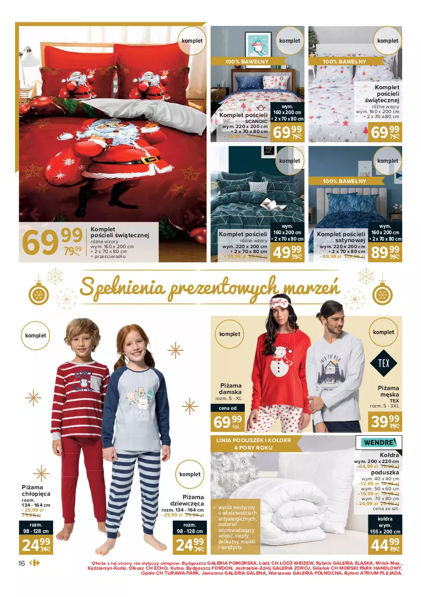 Gazetka promocyjna Carrefour - Gazetka Carrefour Prezenty - ważna 30.11 do 24.12.2021 - strona 16 - produkty: Choinka, Inka, Kołdra, Komplet pościeli, LG, Piżama, Poduszka, Por, Pościel, Prześcieradło