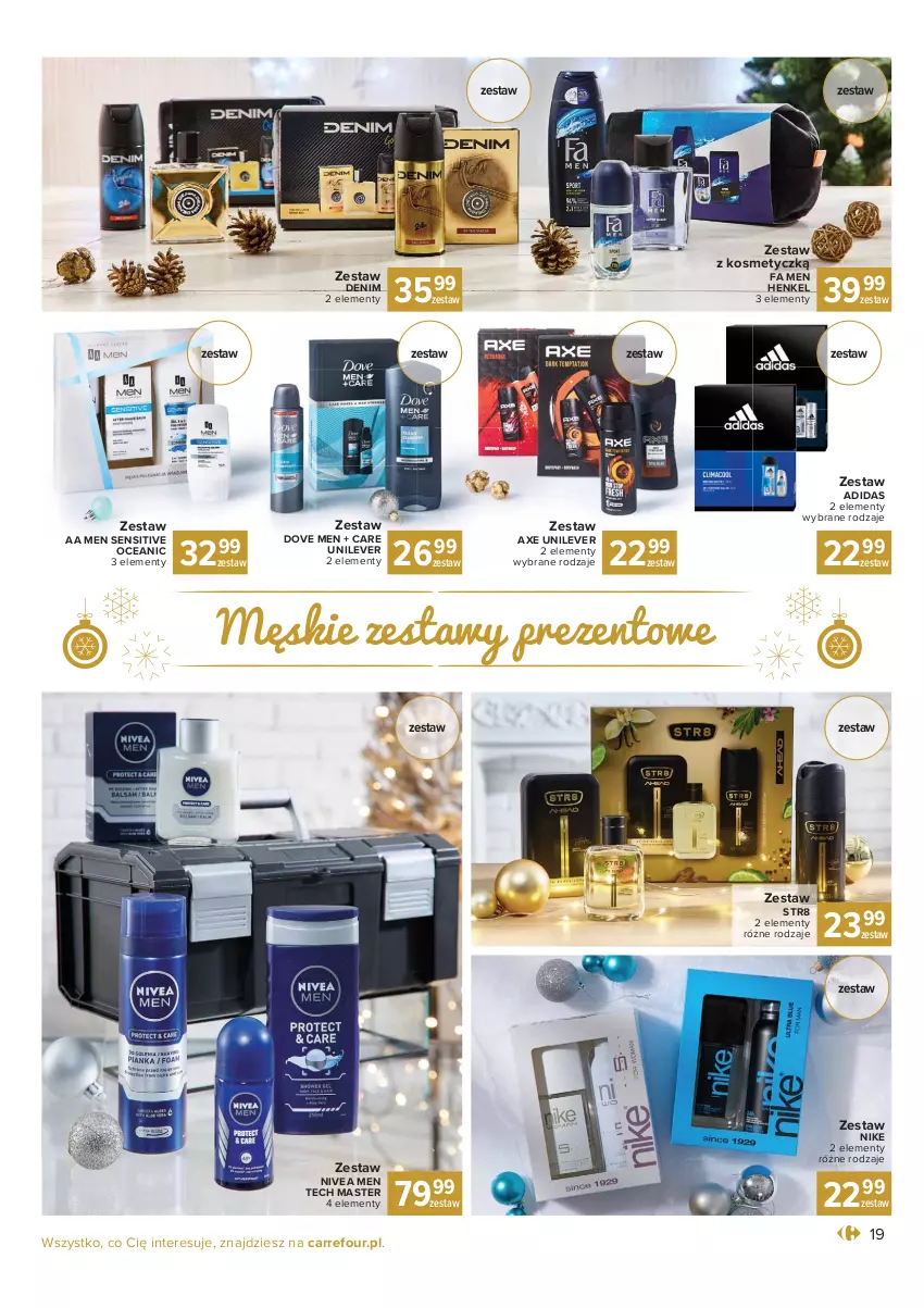 Gazetka promocyjna Carrefour - Gazetka Carrefour Prezenty - ważna 30.11 do 24.12.2021 - strona 19 - produkty: Adidas, Dove, Fa, Nike, Nivea, Nivea Men, Str8