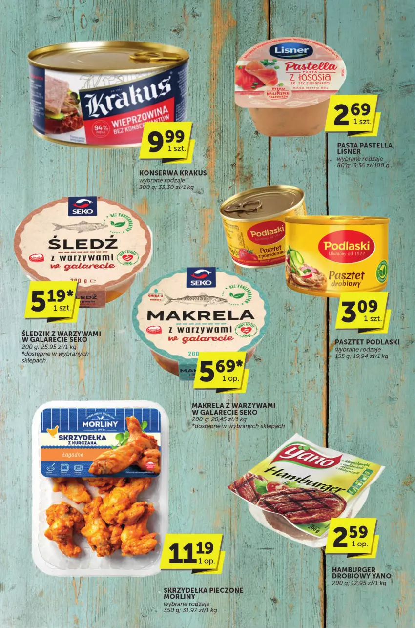 Gazetka promocyjna ABC - ważna 23.01 do 04.02.2025 - strona 9 - produkty: Burger, Fa, Gala, Hamburger, Krakus, Kurczak, Morliny, Pastella, Pasztet, Podlaski, SEKO, Ser, Skrzydełka z kurczaka, Warzywa