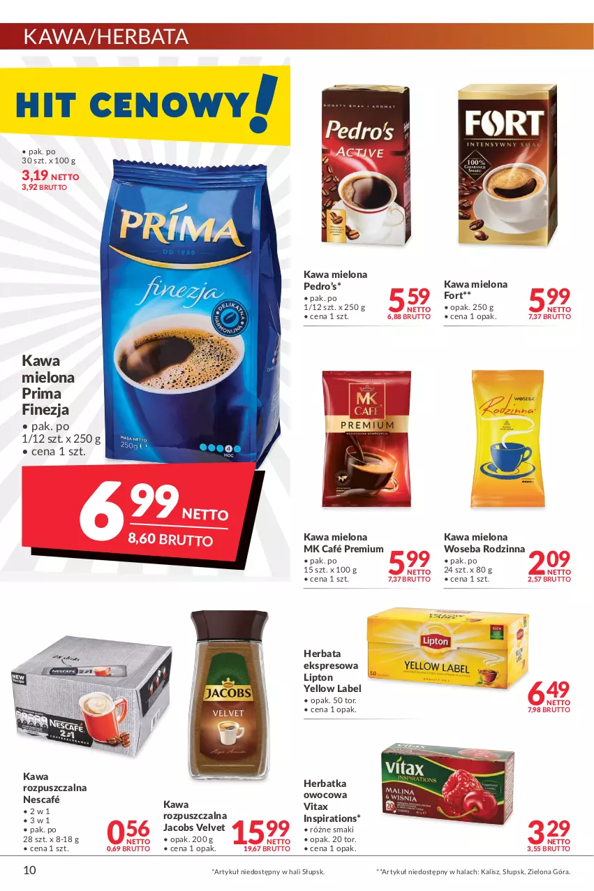 Gazetka promocyjna Makro - [Oferta promocyjna] Artykuły spożywcze i przemysłowe - ważna 22.02 do 07.03.2022 - strona 10 - produkty: Herbata, Jacobs, Jacobs Velvet, Kawa, Kawa mielona, Kawa rozpuszczalna, Lipton, Nescafé, Prima, Velvet, Vitax, Woseba