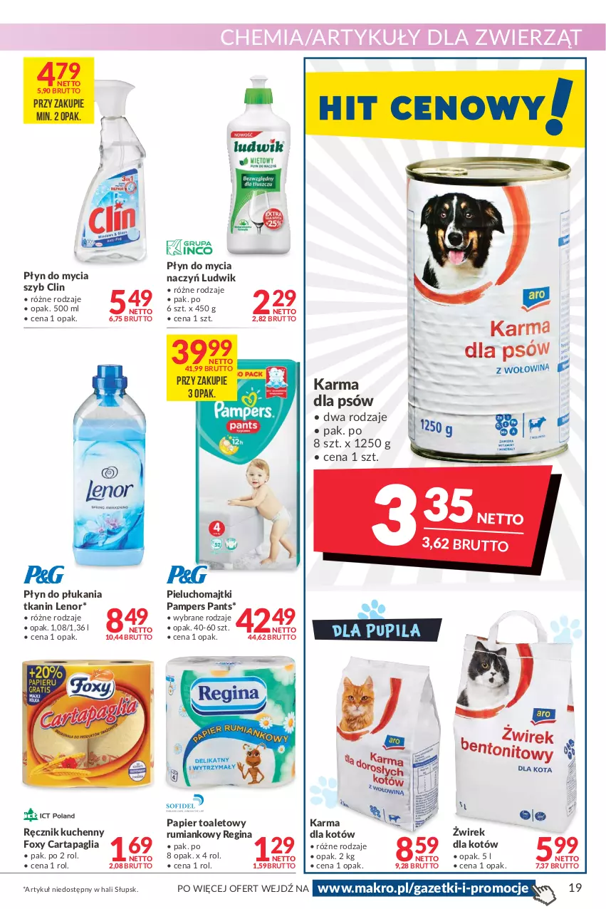 Gazetka promocyjna Makro - [Oferta promocyjna] Artykuły spożywcze i przemysłowe - ważna 22.02 do 07.03.2022 - strona 19 - produkty: Clin, Do mycia naczyń, Foxy, Gin, Lenor, Ludwik, Majtki, Pampers, Papier, Papier toaletowy, Pieluchomajtki, Płyn do mycia, Płyn do mycia naczyń, Płyn do płukania, Ręcznik, Ręcznik kuchenny, Rum