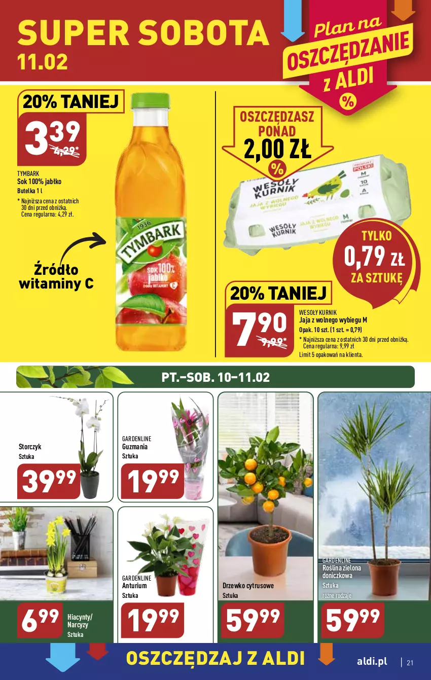 Gazetka promocyjna Aldi - Pełny katalog - ważna 06.02 do 11.02.2023 - strona 21 - produkty: Hiacynt, Jaja, Jaja z wolnego wybiegu, Narcyz, Sok, Storczyk, Tymbark