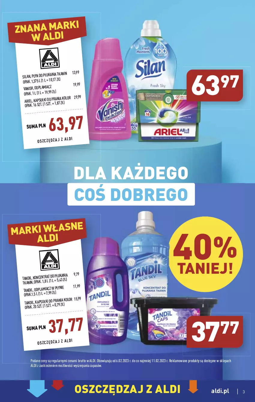 Gazetka promocyjna Aldi - Pełny katalog - ważna 06.02 do 11.02.2023 - strona 3 - produkty: Ariel, Odplamiacz, Silan, Vanish