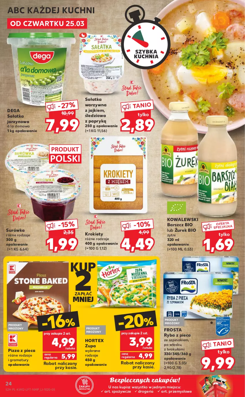 Gazetka promocyjna Kaufland - OFERTA TYGODNIA - ważna 25.03 do 30.03.2021 - strona 24 - produkty: Dega, Frosta, Gra, Hortex, Krokiety, Piec, Pizza, Rama, Ryba, Sałat, Sałatka, Sałatka warzywna, Surówka, Szpinak, Zupa