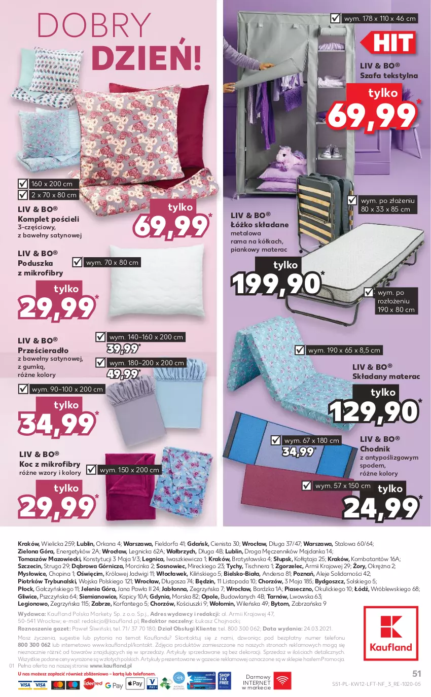 Gazetka promocyjna Kaufland - OFERTA TYGODNIA - ważna 25.03 do 30.03.2021 - strona 51 - produkty: Chodnik, Dres, Fa, Inka, Koc, Komplet pościeli, Materac, Orka, Poduszka, Poduszka z mikrofibry, Pościel, Prześcieradło, Rama, Sos, Szafa, Telefon, Tera, Top