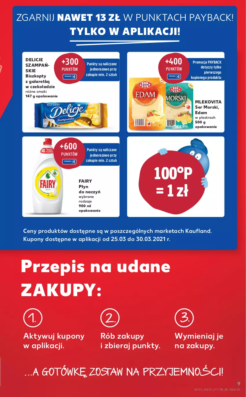 Gazetka promocyjna Kaufland - OFERTA TYGODNIA - ważna 25.03 do 30.03.2021 - strona 9 - produkty: Biszkopty, Delicje, Edam, Fa, Fairy, Gala, Mleko, Mlekovita, Ser