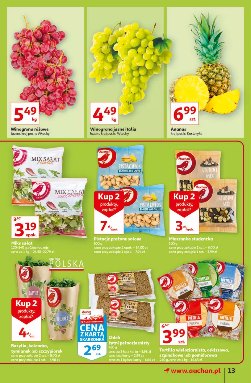 Gazetka promocyjna Auchan - Hiperoszczędzanie z markami Auchan Hipermarkety - ważna 30.09 do 06.10.2021 - strona 13 - produkty: Ananas, Wino, Winogrona