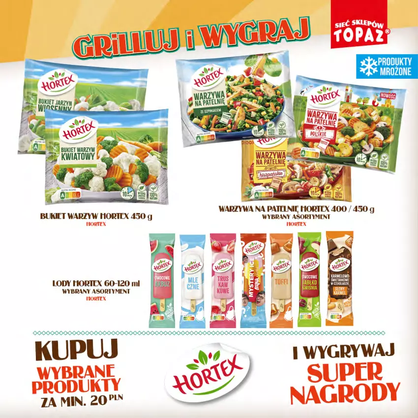 Gazetka promocyjna Topaz - Gazetka - ważna 15.04 do 09.06.2024 - strona 17 - produkty: Bukiet, Bukiet warzyw, Dada, Gry, Hortex, Lody, Warzywa, Warzywa na patelnie