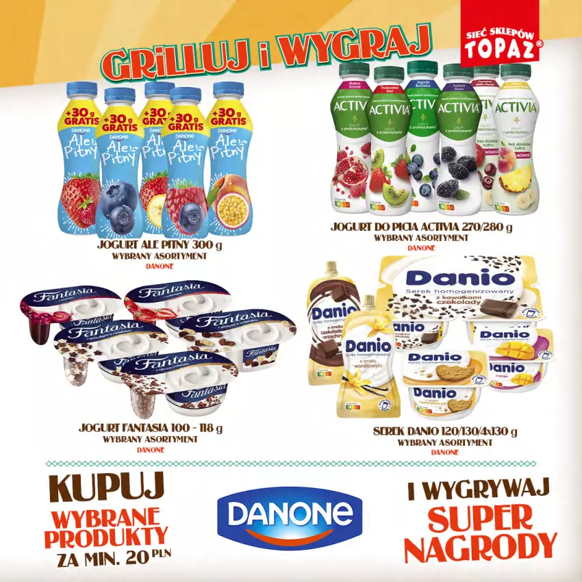 Gazetka promocyjna Topaz - Gazetka - ważna 15.04 do 09.06.2024 - strona 9 - produkty: Danio, Danone, Fa, Fanta, Gra, Gry, Jogurt, Kawa, Ser, Serek, Serek homogenizowany