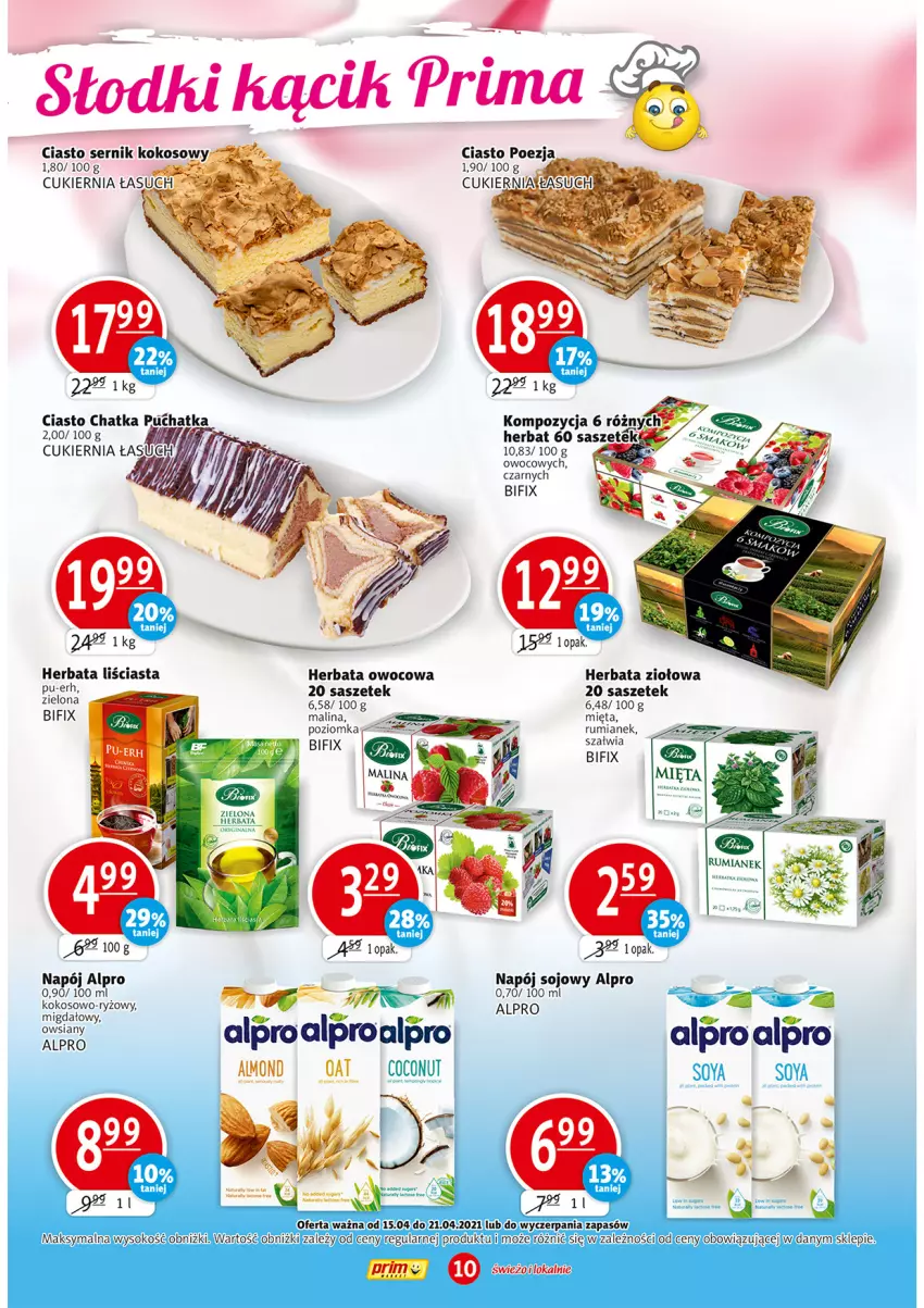 Gazetka promocyjna Prim Market - Gazetka - ważna 15.04 do 21.04.2021 - strona 10 - produkty: Alpro, Cukier, Gin, Herbata, Herbata owocowa, Kokos, Mięta, Napój, Rum, Ryż, Sok