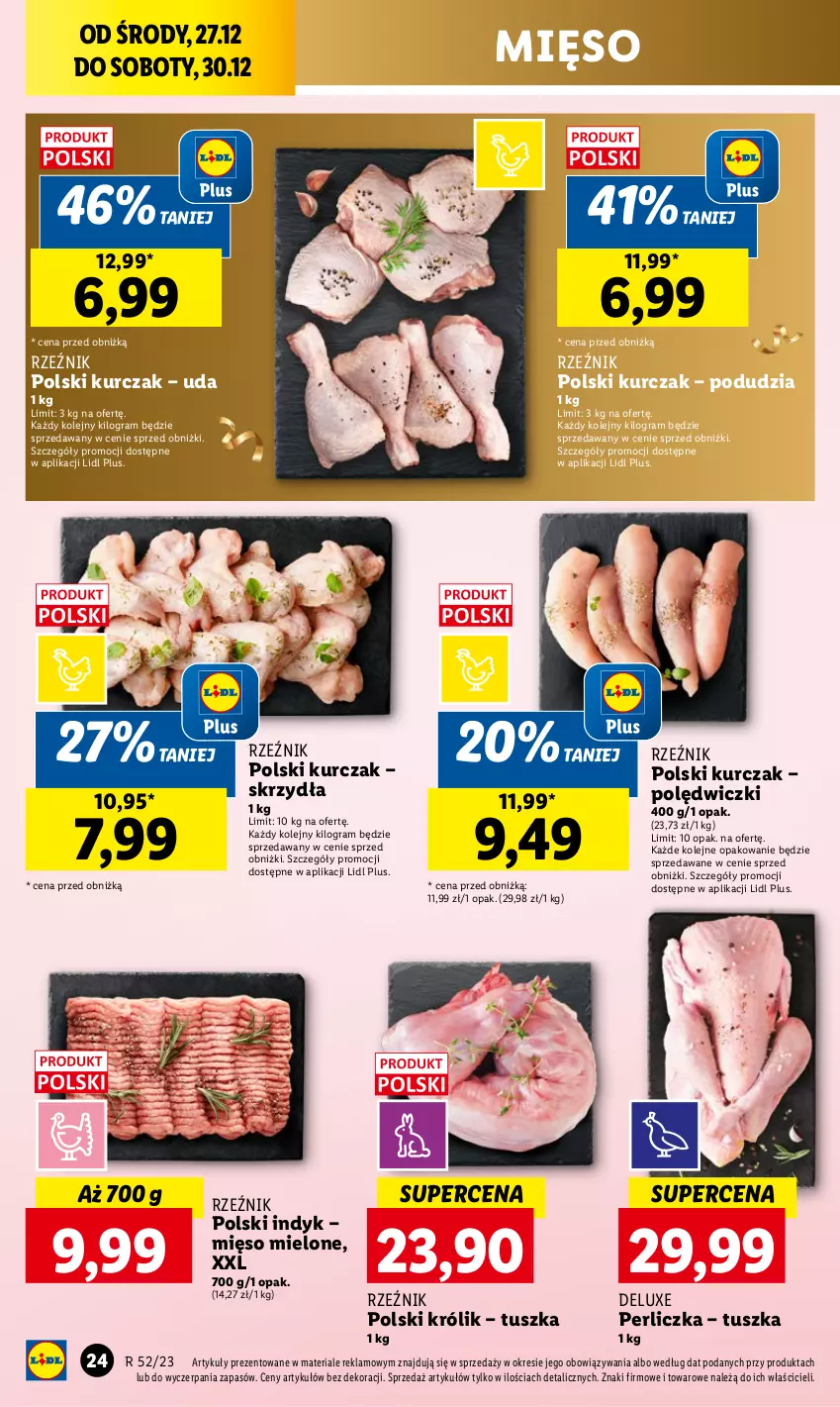 Gazetka promocyjna Lidl - GAZETKA - ważna 27.12 do 30.12.2023 - strona 24 - produkty: Gra, Królik, Kurczak, Mięso, Mięso mielone, Olej, Perliczka, Tusz