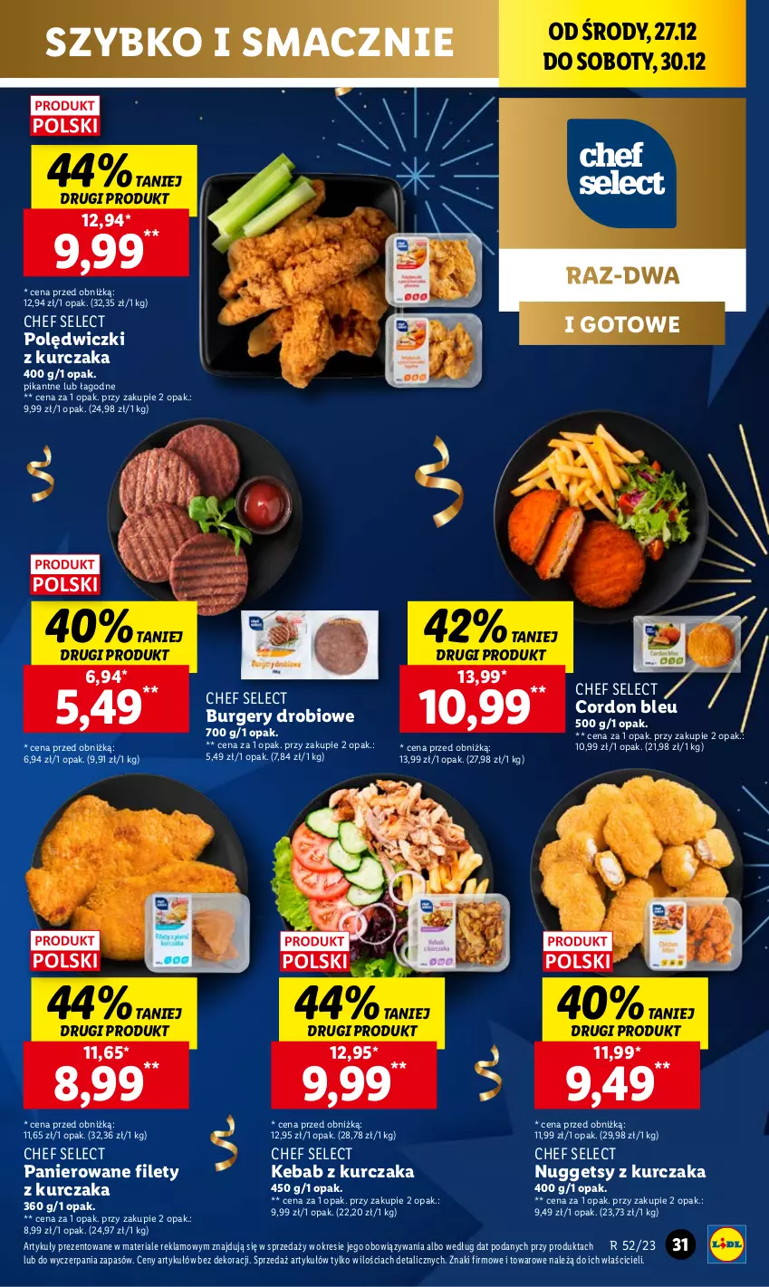 Gazetka promocyjna Lidl - GAZETKA - ważna 27.12 do 30.12.2023 - strona 31 - produkty: Burger, Cordon Bleu, Kebab, Kebab z kurczaka, Kurczak, Polędwiczki z kurczaka