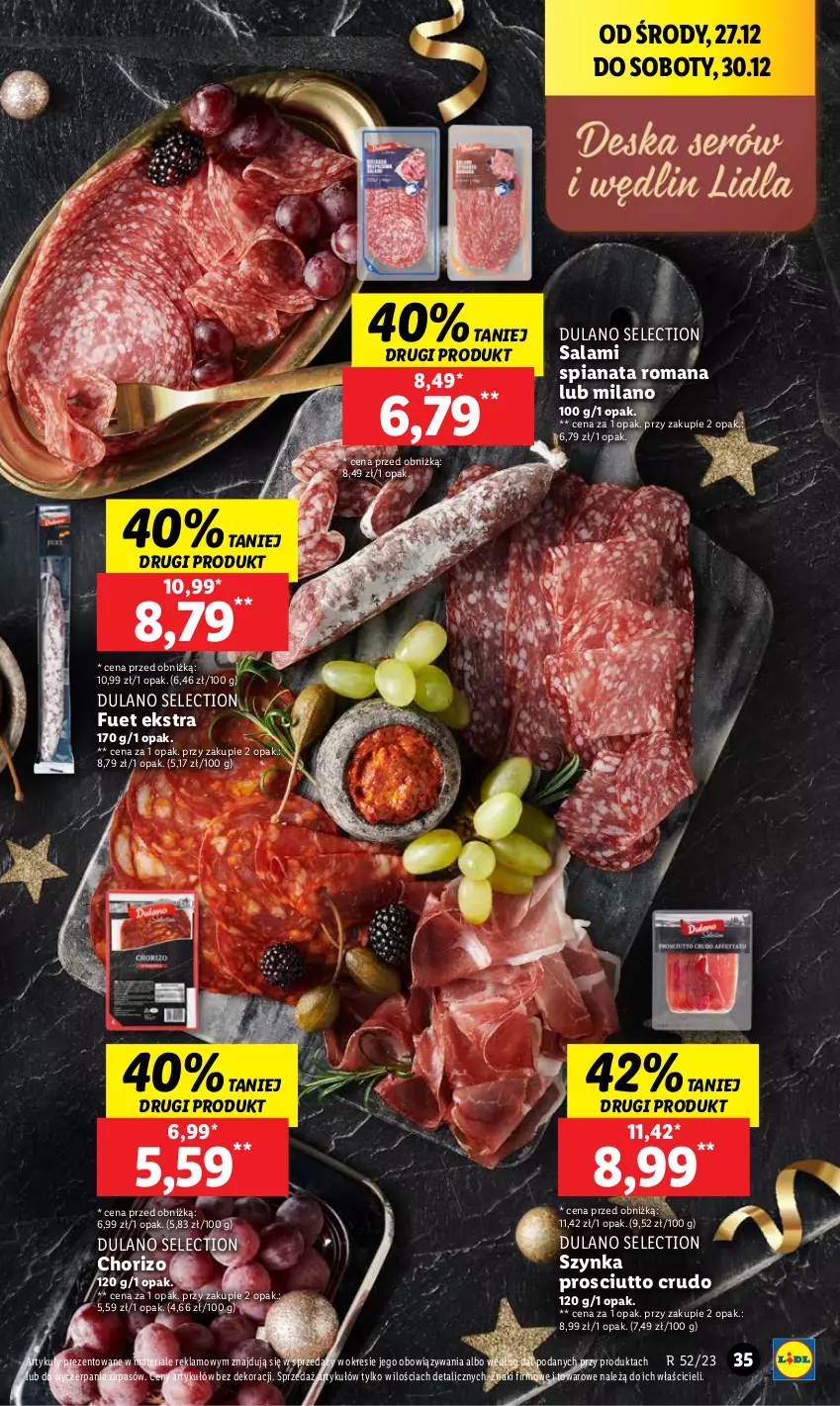 Gazetka promocyjna Lidl - GAZETKA - ważna 27.12 do 30.12.2023 - strona 35 - produkty: Dulano, Prosciutto, Salami, Szynka