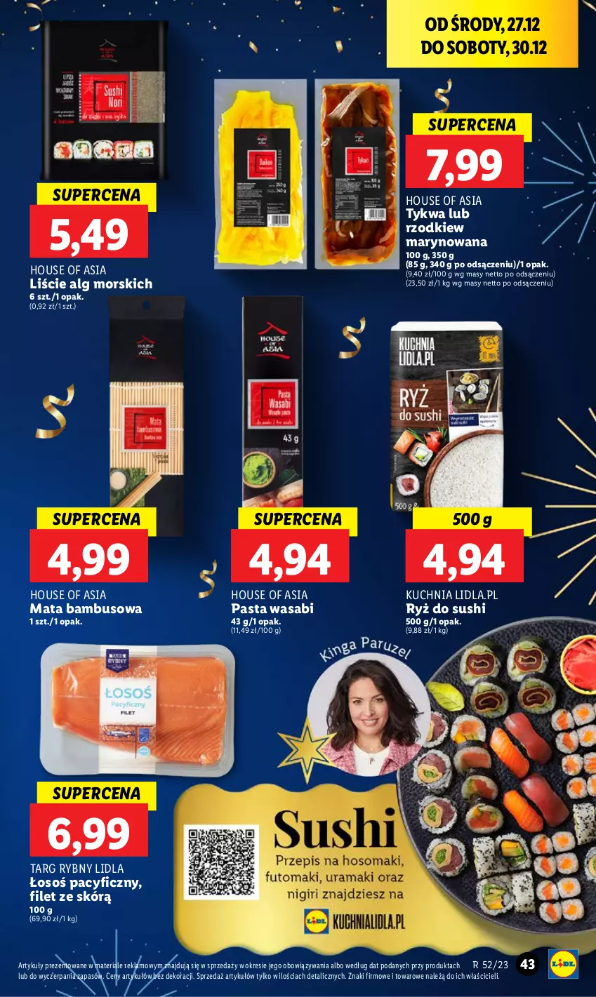 Gazetka promocyjna Lidl - GAZETKA - ważna 27.12 do 30.12.2023 - strona 43 - produkty: House of Asia, Kuchnia, LG, Mata bambusowa, Pasta wasabi, Ryż, Ryż do sushi, Sushi, Wasa