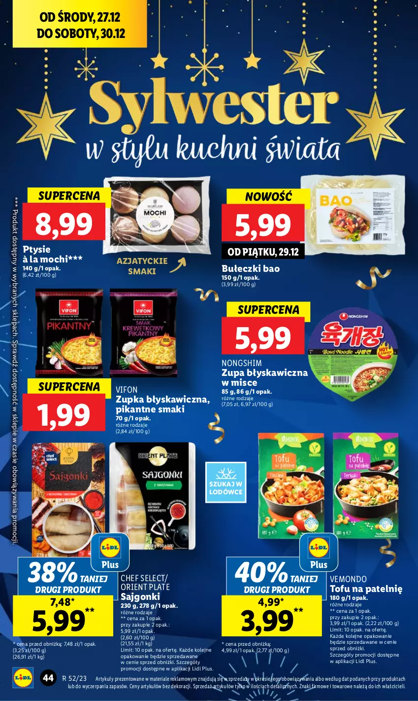 Gazetka promocyjna Lidl - GAZETKA - ważna 27.12 do 30.12.2023 - strona 44 - produkty: Bułeczki, Olej, Sajgonki, Tofu, Zupa