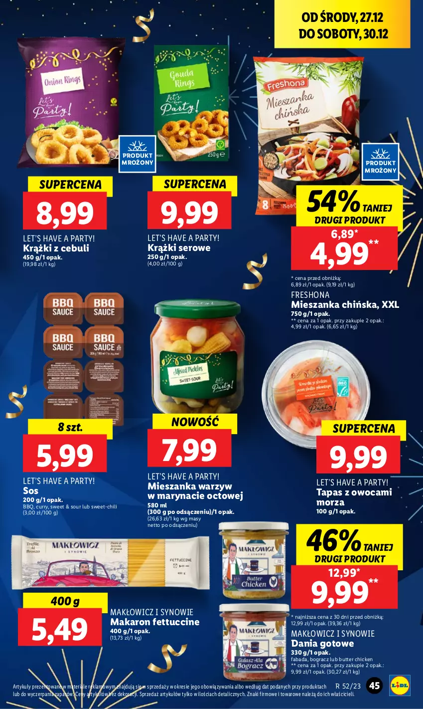 Gazetka promocyjna Lidl - GAZETKA - ważna 27.12 do 30.12.2023 - strona 45 - produkty: Dania gotowe, Fa, Gra, Makaron, Mieszanka warzyw, Ser, Sos