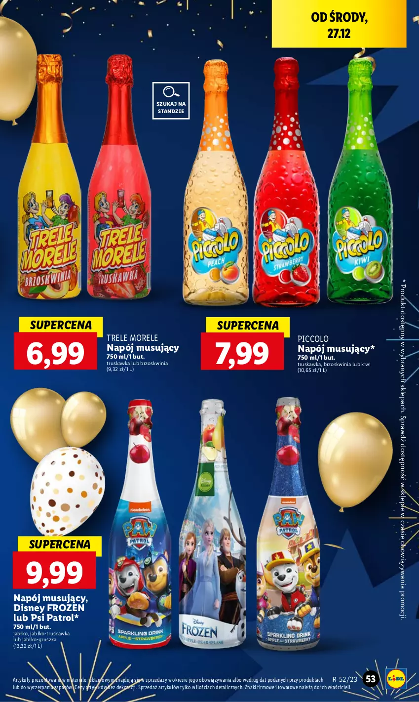 Gazetka promocyjna Lidl - GAZETKA - ważna 27.12 do 30.12.2023 - strona 53 - produkty: Disney, Frozen, Kiwi, Mus, Napój, Napój musujący, Psi Patrol