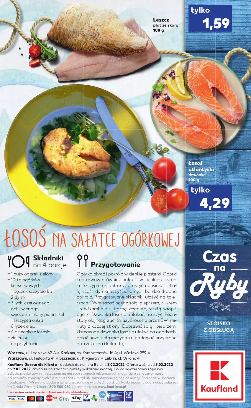 Gazetka promocyjna Kaufland - RYBY - ważna 03.02 do 09.02.2022 - strona 2 - produkty: Fa, Nuty, Ocet, Ogórek, Ogórki konserwowe, Olej, Orka, Pieprz, Plasterki, Por, Sałat, Ser, Sól, Sos, Talerz, Wagi