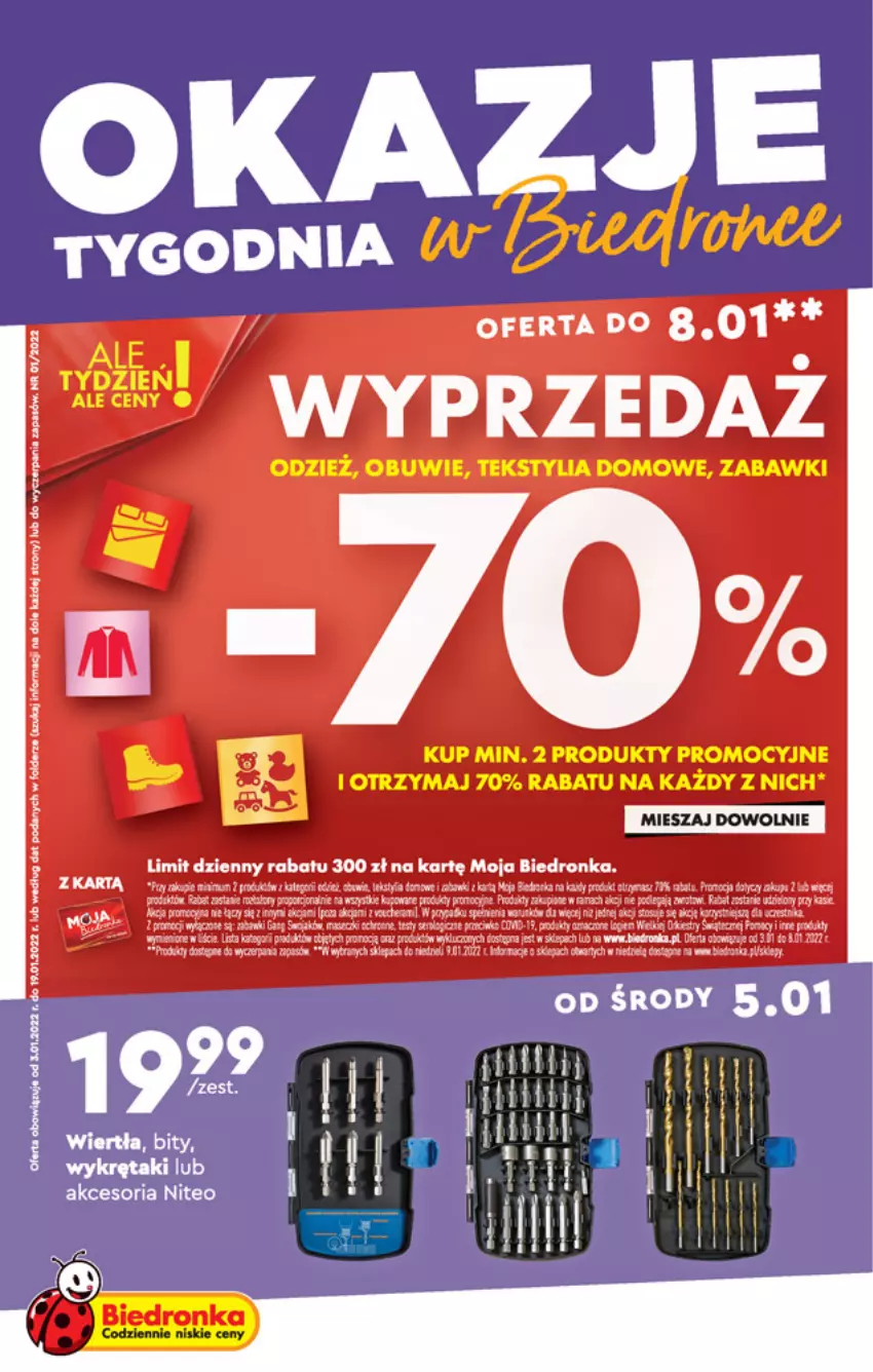 Gazetka promocyjna Biedronka - Okazje tygodnia - ważna 03.01 do 19.01.2022 - strona 1 - produkty: Fa, Obuwie