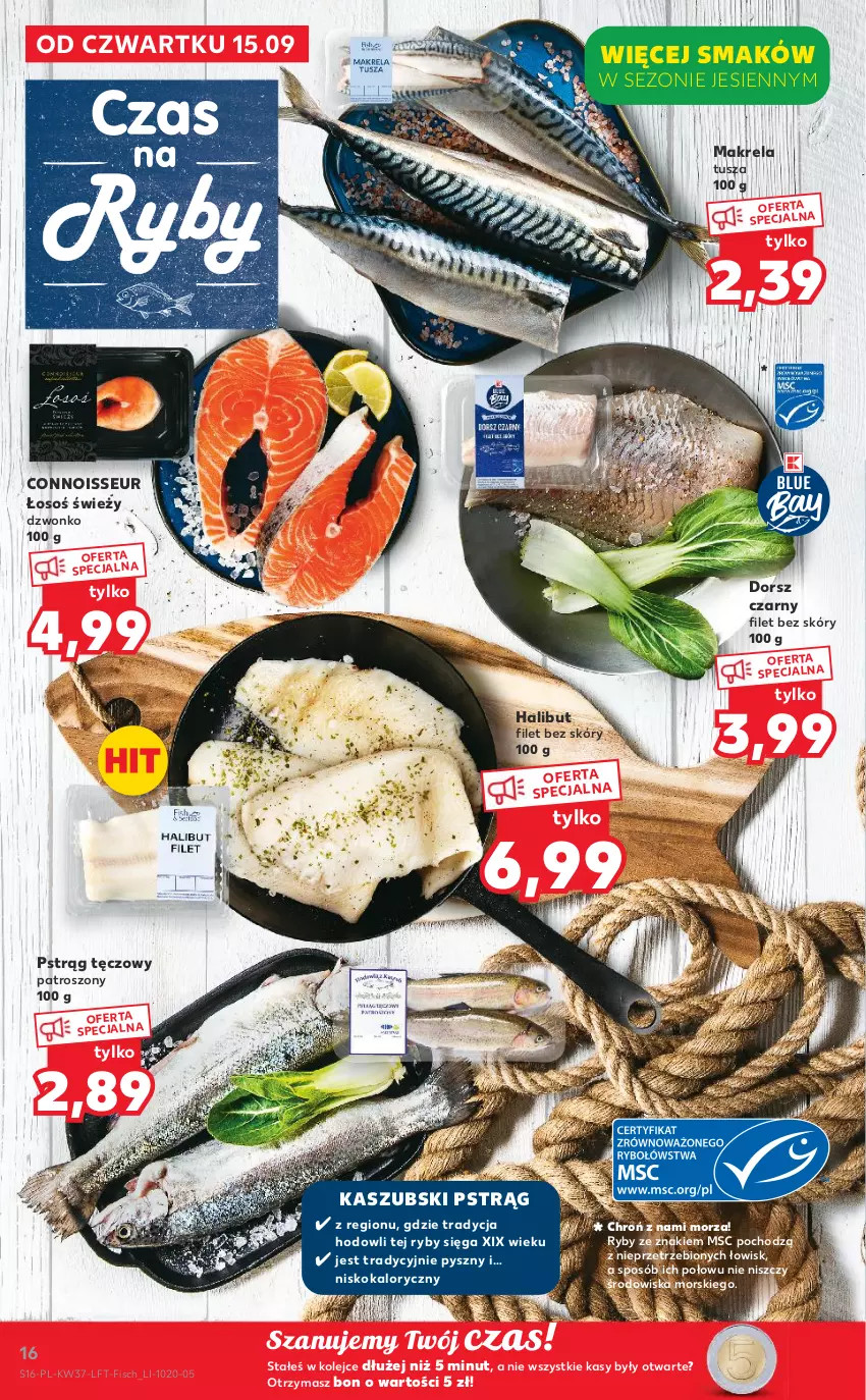 Gazetka promocyjna Kaufland - OFERTA TYGODNIA - ważna 15.09 do 21.09.2022 - strona 16 - produkty: Dorsz, Halibut, Olej, Pstrąg, Pstrąg tęczowy, Tusz