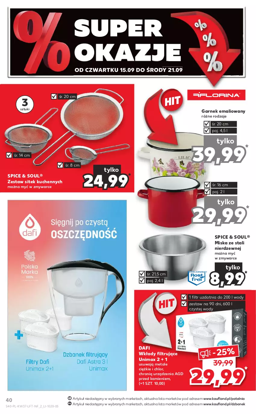 Gazetka promocyjna Kaufland - OFERTA TYGODNIA - ważna 15.09 do 21.09.2022 - strona 40 - produkty: Dres, Dzbanek, Garnek, Miska, Patelnia, Zestaw sitek