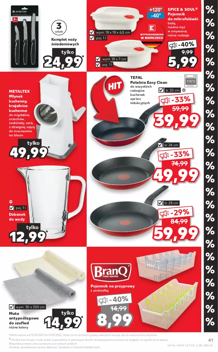 Gazetka promocyjna Kaufland - OFERTA TYGODNIA - ważna 15.09 do 21.09.2022 - strona 41 - produkty: Danio, Dzbanek, Dźwig, Fa, Gra, Młynek, Noż, Patelnia, Pojemnik, Pojemnik na przyprawy, Przyprawy, Ser, Tefal