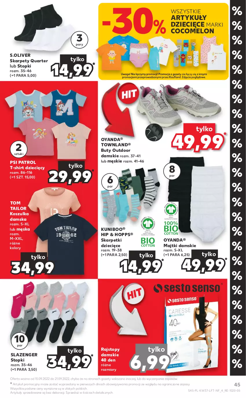 Gazetka promocyjna Kaufland - OFERTA TYGODNIA - ważna 15.09 do 21.09.2022 - strona 45 - produkty: Buty, Dzieci, Gra, Karp, Kosz, Koszulka, Majtki, Melon, Psi Patrol, Rajstopy, S.Oliver, Skarpetki, T-shirt, Tom Tailor, Top, Waga