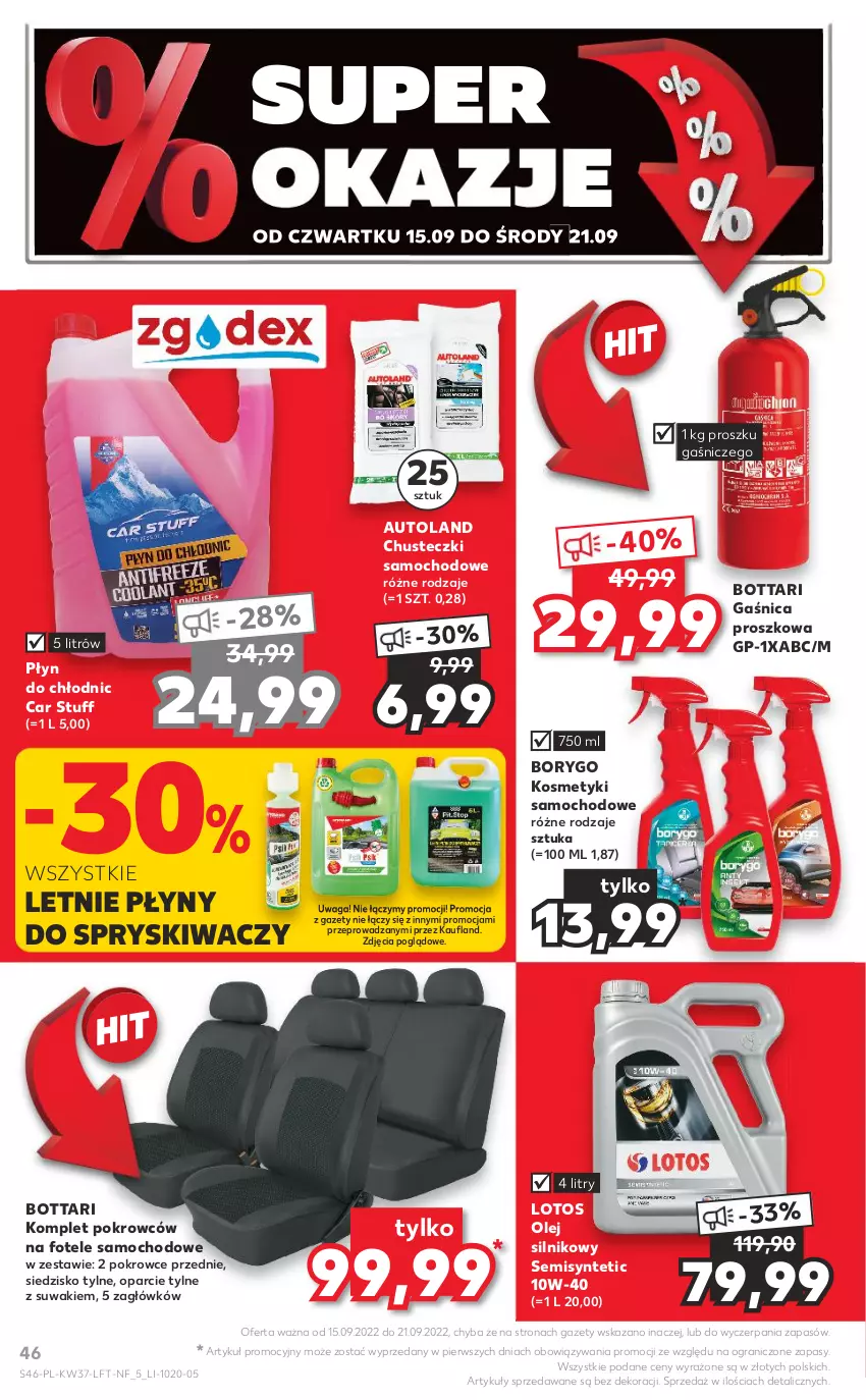 Gazetka promocyjna Kaufland - OFERTA TYGODNIA - ważna 15.09 do 21.09.2022 - strona 46 - produkty: Chusteczki, Fotel, Gaśnica, Gra, Olej, Olej silnikowy, Płyn do chłodnic, Siedzisko, Waga