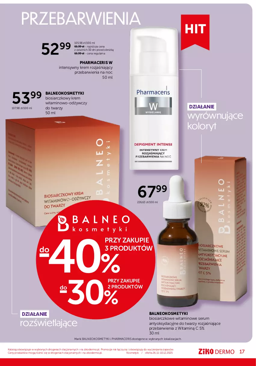 Gazetka promocyjna Ziko - Gazetka Ziko Dermo - ważna 26.11 do 10.12.2025 - strona 17 - produkty: Acer, Krem rozjaśniający, Pharmaceris, Rum, Ser, Serum
