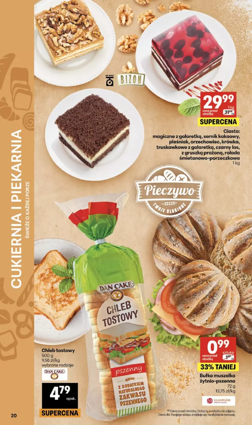 Gazetka promocyjna Delikatesy Centrum - Franczyza DC39 Czwartek - ważna 24.09 do 30.09.2026 - strona 20 - produkty: Bułka, Dan Cake, Gala, Kakao, Mus, Por, Rolada, Ser