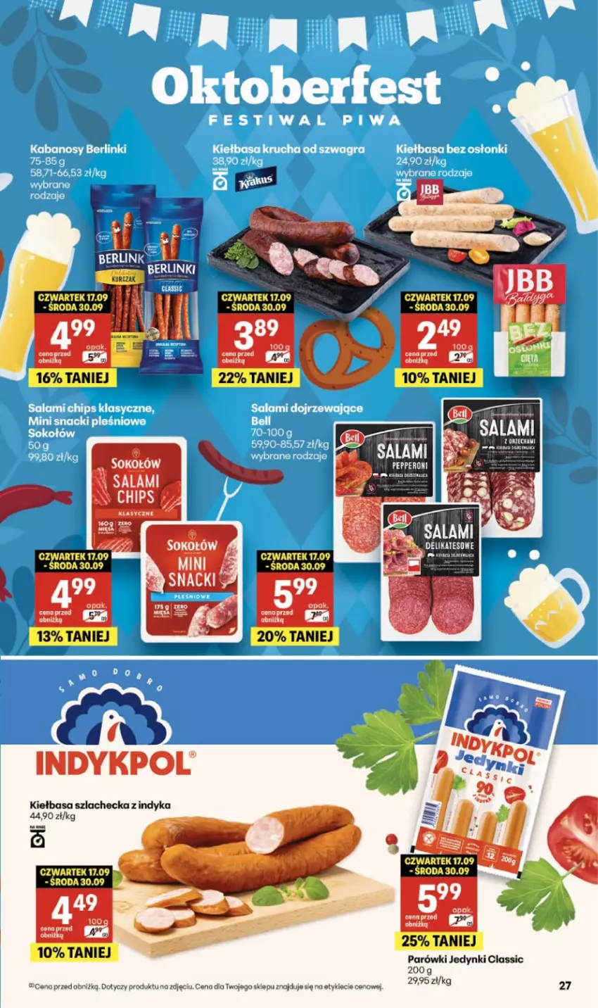 Gazetka promocyjna Delikatesy Centrum - Franczyza DC39 Czwartek - ważna 24.09 do 30.09.2026 - strona 27 - produkty: Fa, Kiełbasa, Parówki, Rama, Salami