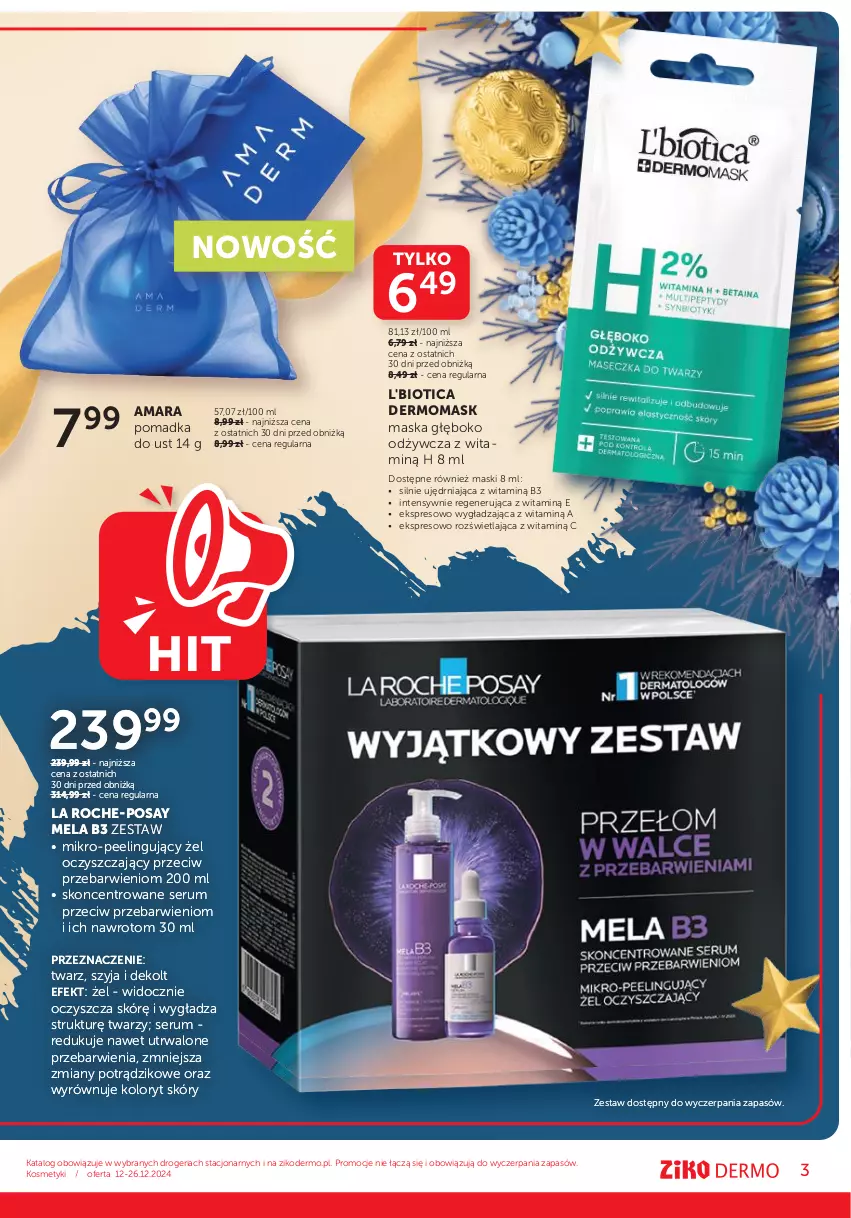 Gazetka promocyjna Ziko - Gazetka Ziko Dermo - ważna 12.12 do 26.12.2024 - strona 3 - produkty: L'Biotica, La Roche-Posay, Maska, Peeling, Rum, Ser, Serum