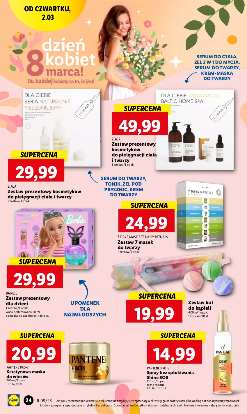 Gazetka promocyjna Lidl - GAZETKA - ważna 02.03 do 04.03.2023 - strona 26 - produkty: 7 Days, Barbie, Dzieci, Klej, Krem do twarzy, Maska, Maska do twarzy, Maska do włosów, Pantene, Perfum, Rum, Ser, Serum, Serum do twarzy, Sos, Tonik, Woda, Woda perfumowana, Zestaw prezentowy, Ziaja