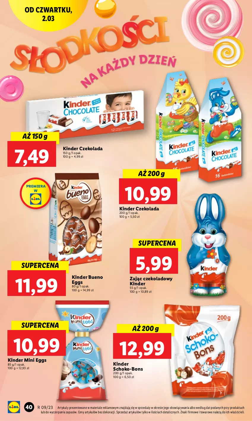 Gazetka promocyjna Lidl - GAZETKA - ważna 02.03 do 04.03.2023 - strona 42 - produkty: Czekolada, Kinder, Kinder Bueno