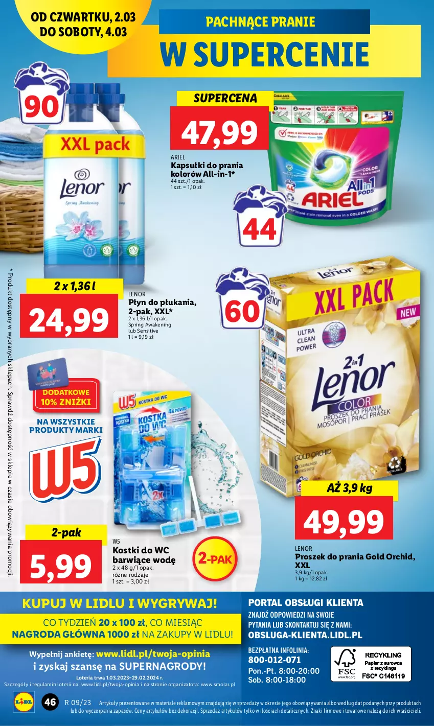 Gazetka promocyjna Lidl - GAZETKA - ważna 02.03 do 04.03.2023 - strona 52 - produkty: Ariel, Gry, Kapsułki do prania, Lenor, Mola, Płyn do płukania, Proszek do prania