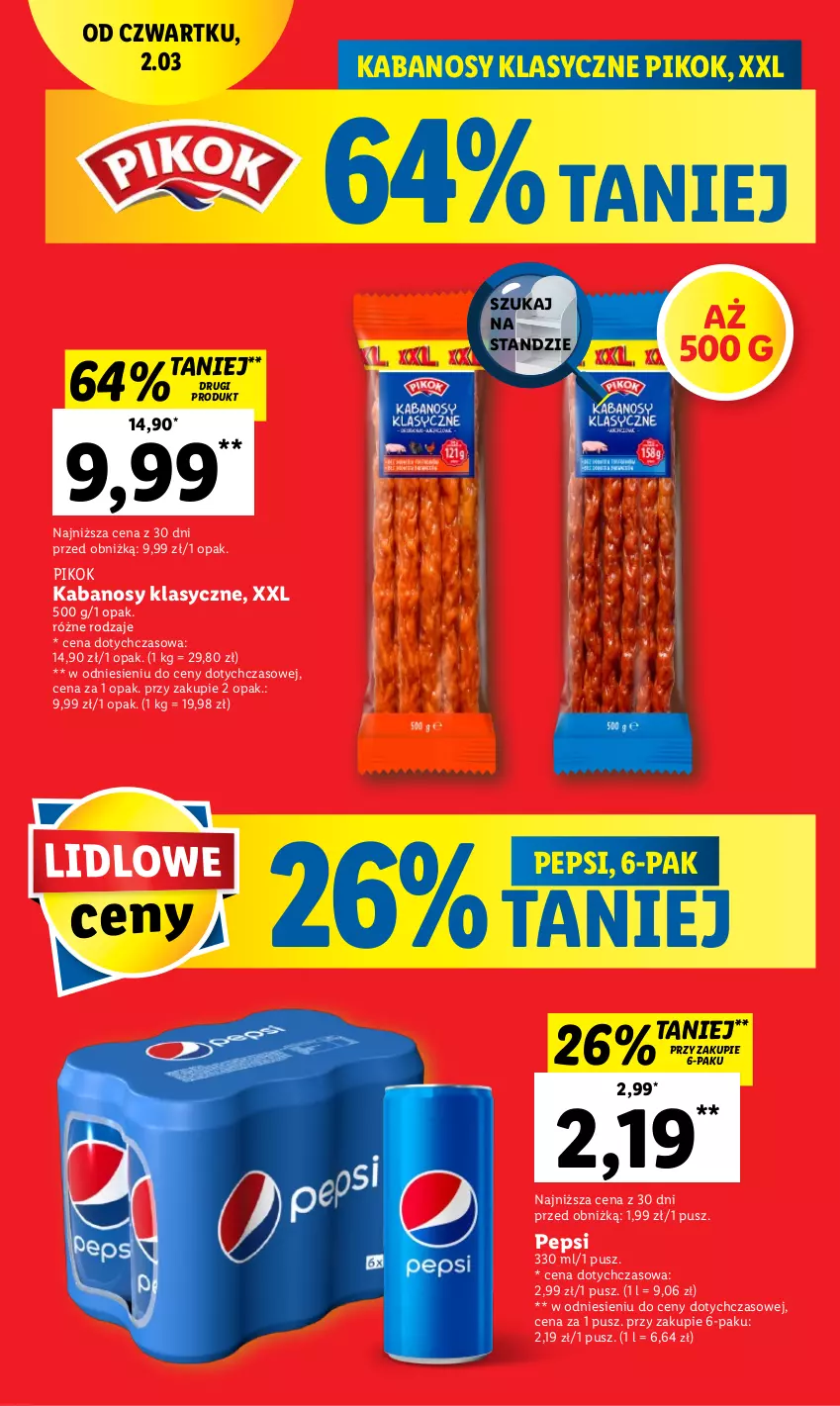 Gazetka promocyjna Lidl - GAZETKA - ważna 02.03 do 04.03.2023 - strona 54 - produkty: Kabanos, Pepsi, PIKOK