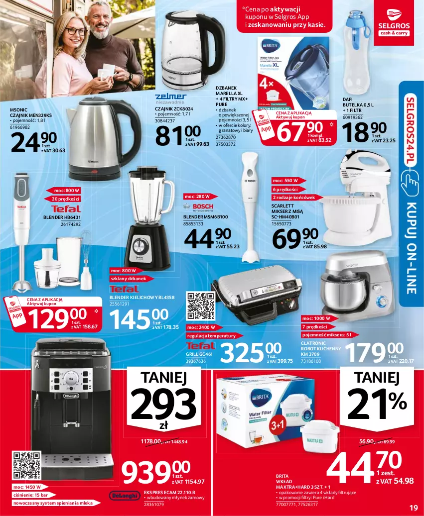 Gazetka promocyjna Selgros - Oferta przemysłowa - ważna 08.07 do 21.07.2021 - strona 19 - produkty: Blender, Brit, Brita, Czajnik, Dzbanek, Gra, Granat, Grill, LG, Mikser, Mikser z misą, Młynek, Pur, Robot, Ser