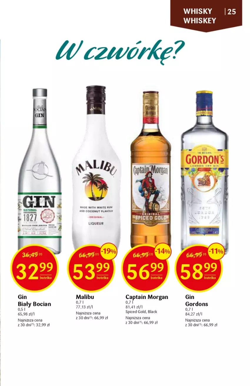 Gazetka promocyjna Delikatesy Centrum - DeliBarek DC26/DC27 - ważna 06.07 do 19.07.2023 - strona 25 - produkty: Biały Bocian, Captain Morgan, Gin, Malibu, Whiskey, Whisky