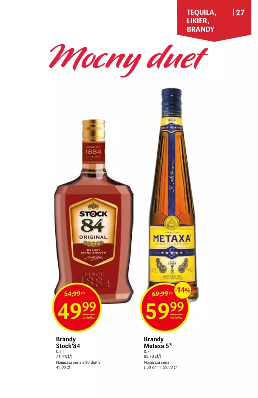 Gazetka promocyjna Delikatesy Centrum - DeliBarek DC26/DC27 - ważna 06.07 do 19.07.2023 - strona 27 - produkty: Brandy, Metaxa, Stock, Tequila