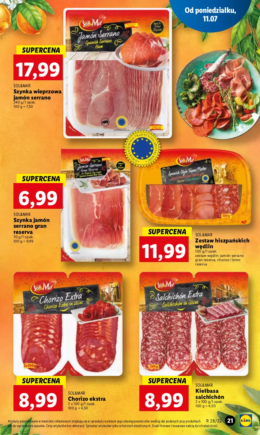 Gazetka promocyjna Lidl - GAZETKA - ważna 11.07 do 13.07.2022 - strona 21 - produkty: Gra, Jamón serrano, Kiełbasa, Ser, Szynka, Szynka wieprzowa