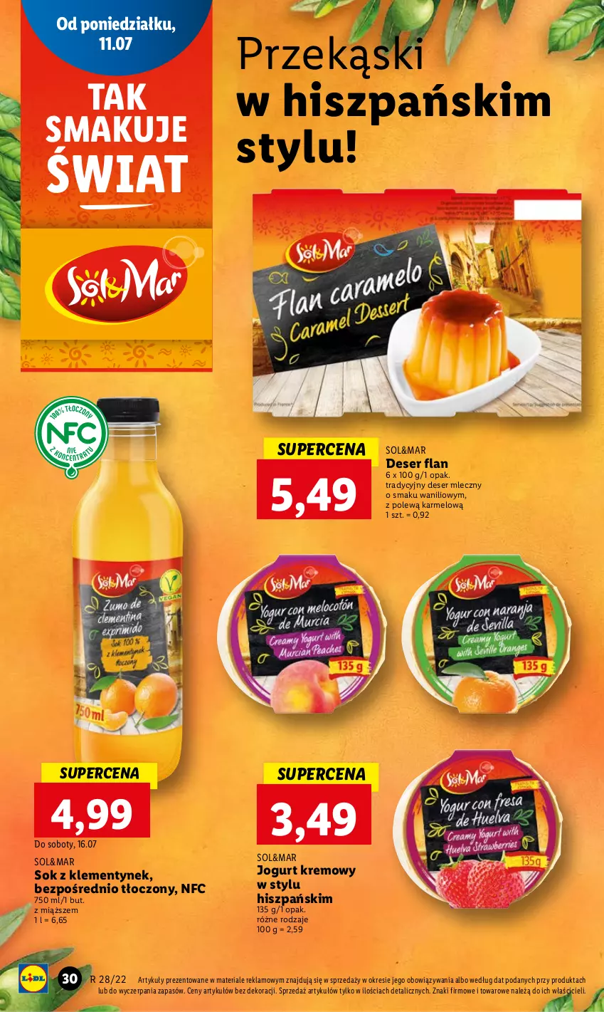 Gazetka promocyjna Lidl - GAZETKA - ważna 11.07 do 13.07.2022 - strona 30 - produkty: Deser, Deser mleczny, Jogurt, Ser, Sok