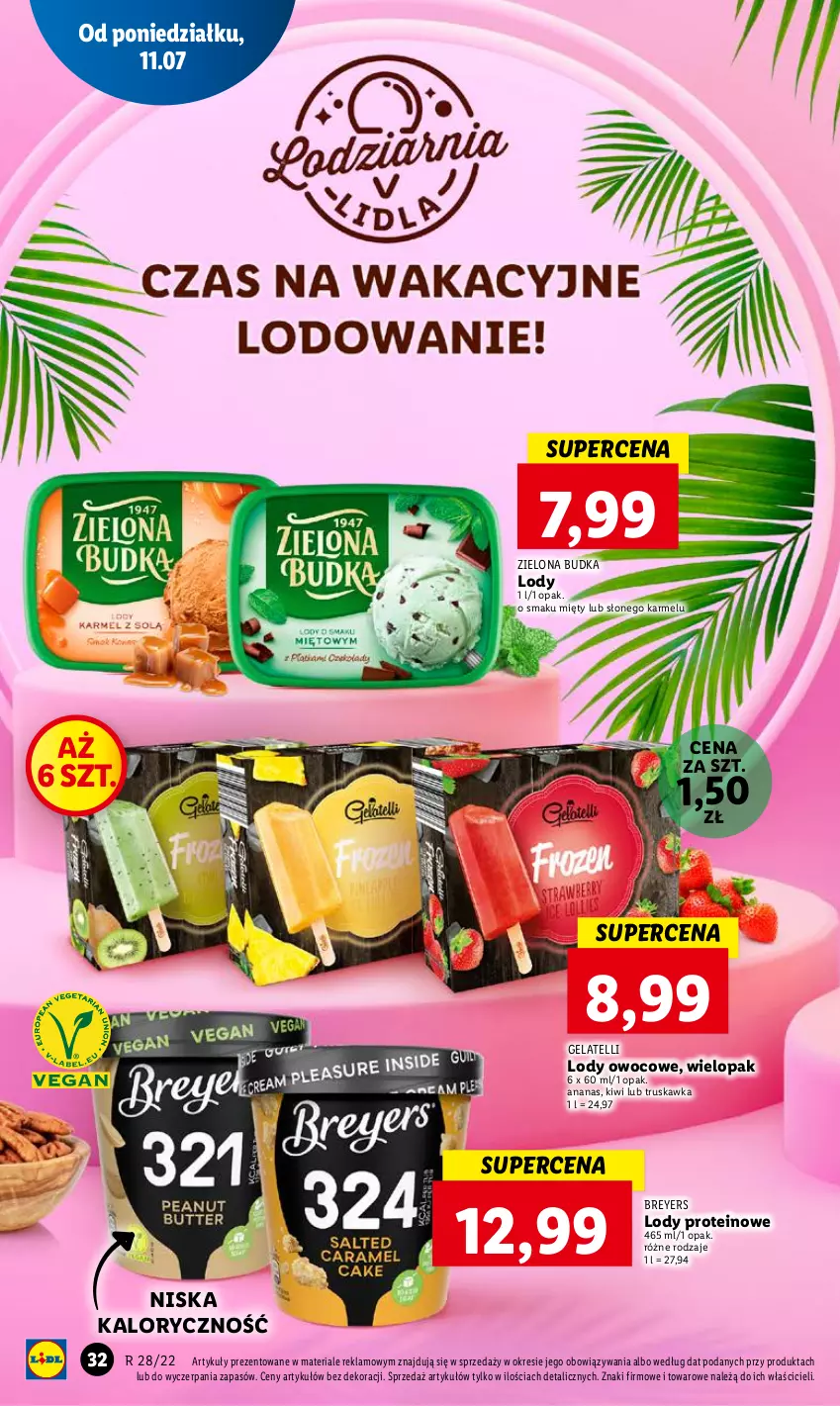 Gazetka promocyjna Lidl - GAZETKA - ważna 11.07 do 13.07.2022 - strona 32 - produkty: Ananas, Kiwi, Lody, Zielona Budka